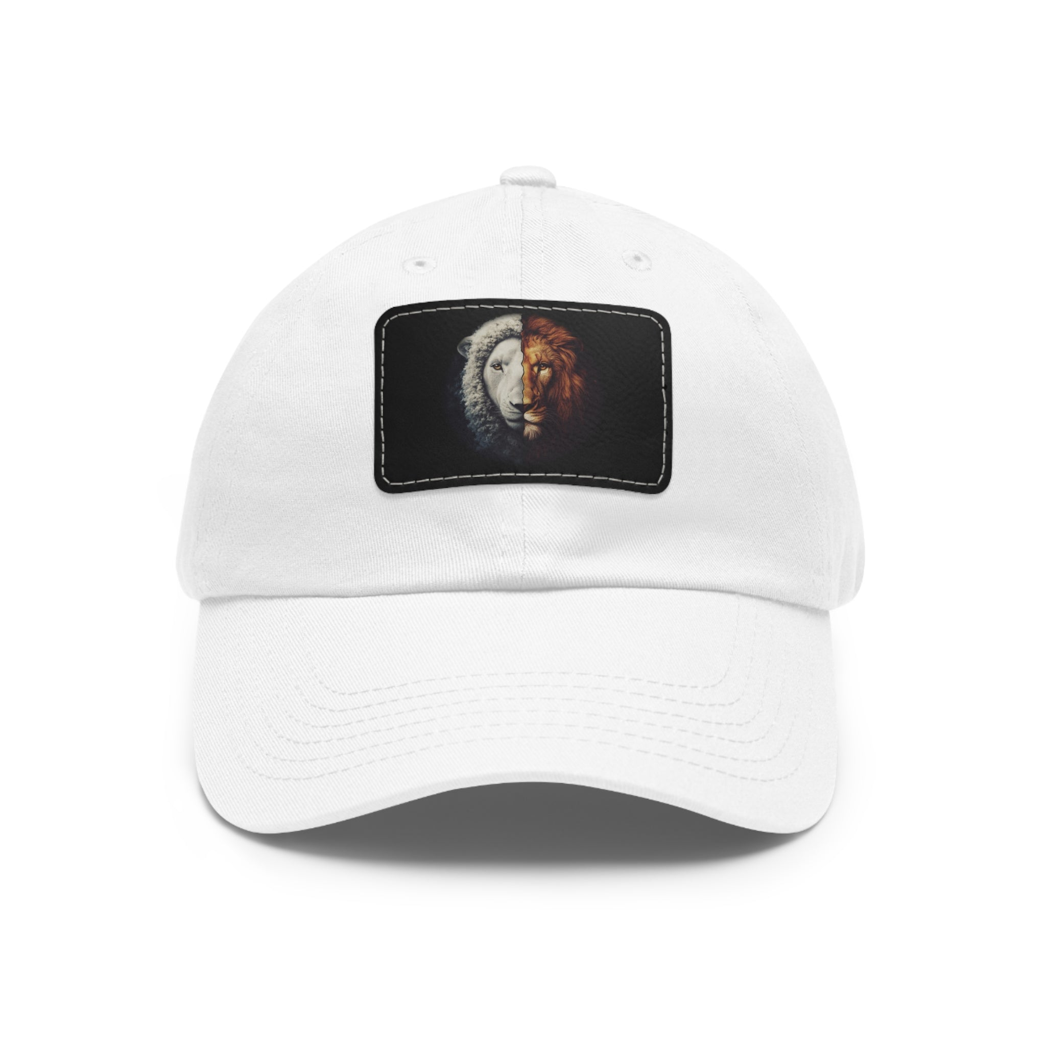 Lamb I Lion Face Leather Patch Dad Hat