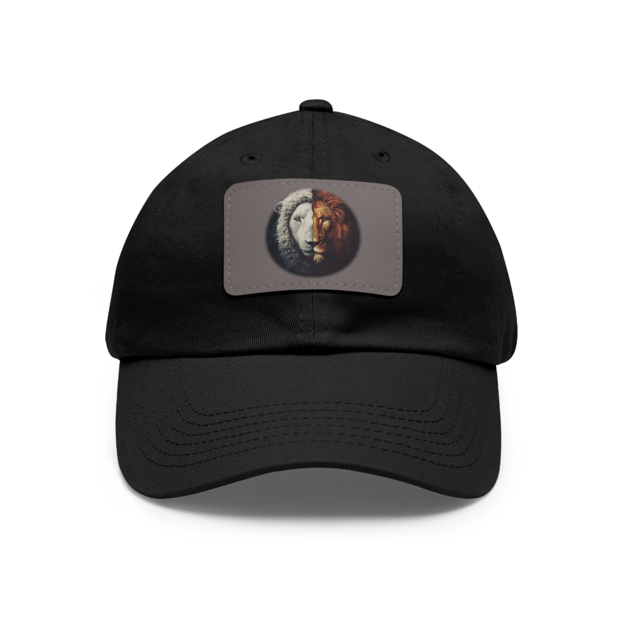Lamb I Lion Face Leather Patch Dad Hat