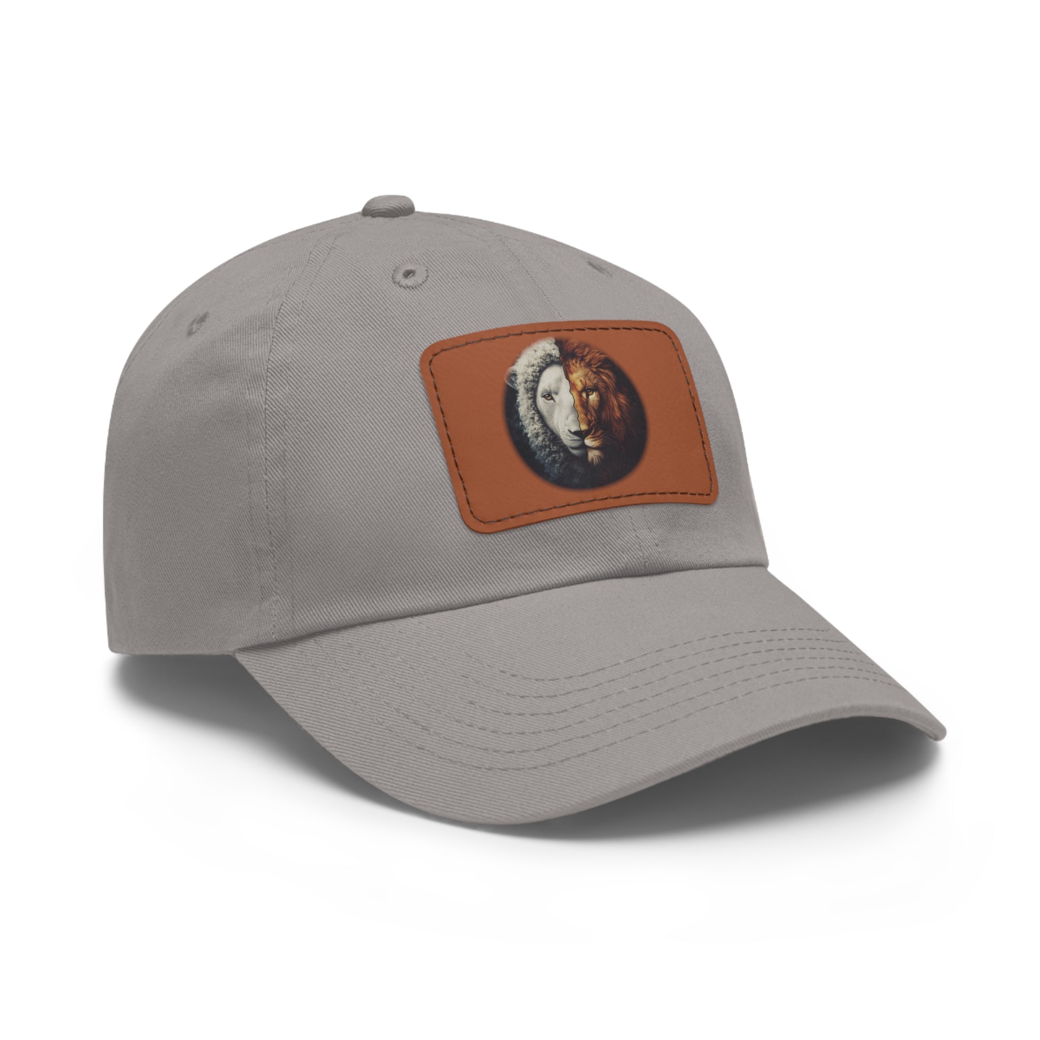 Lamb I Lion Face Leather Patch Dad Hat