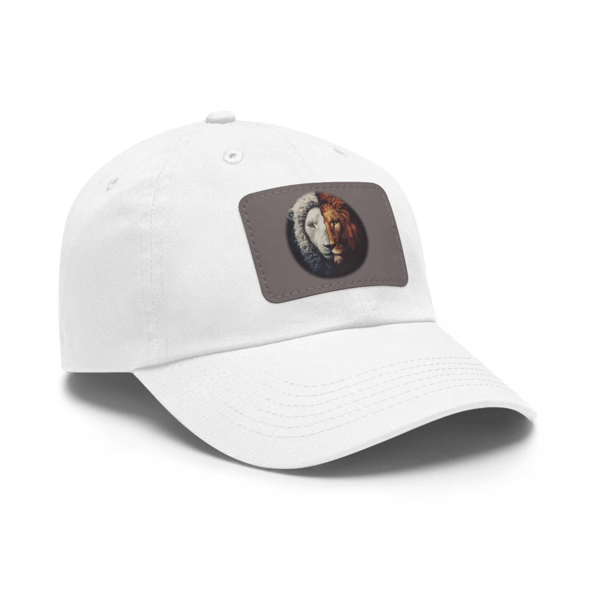 Lamb I Lion Face Leather Patch Dad Hat