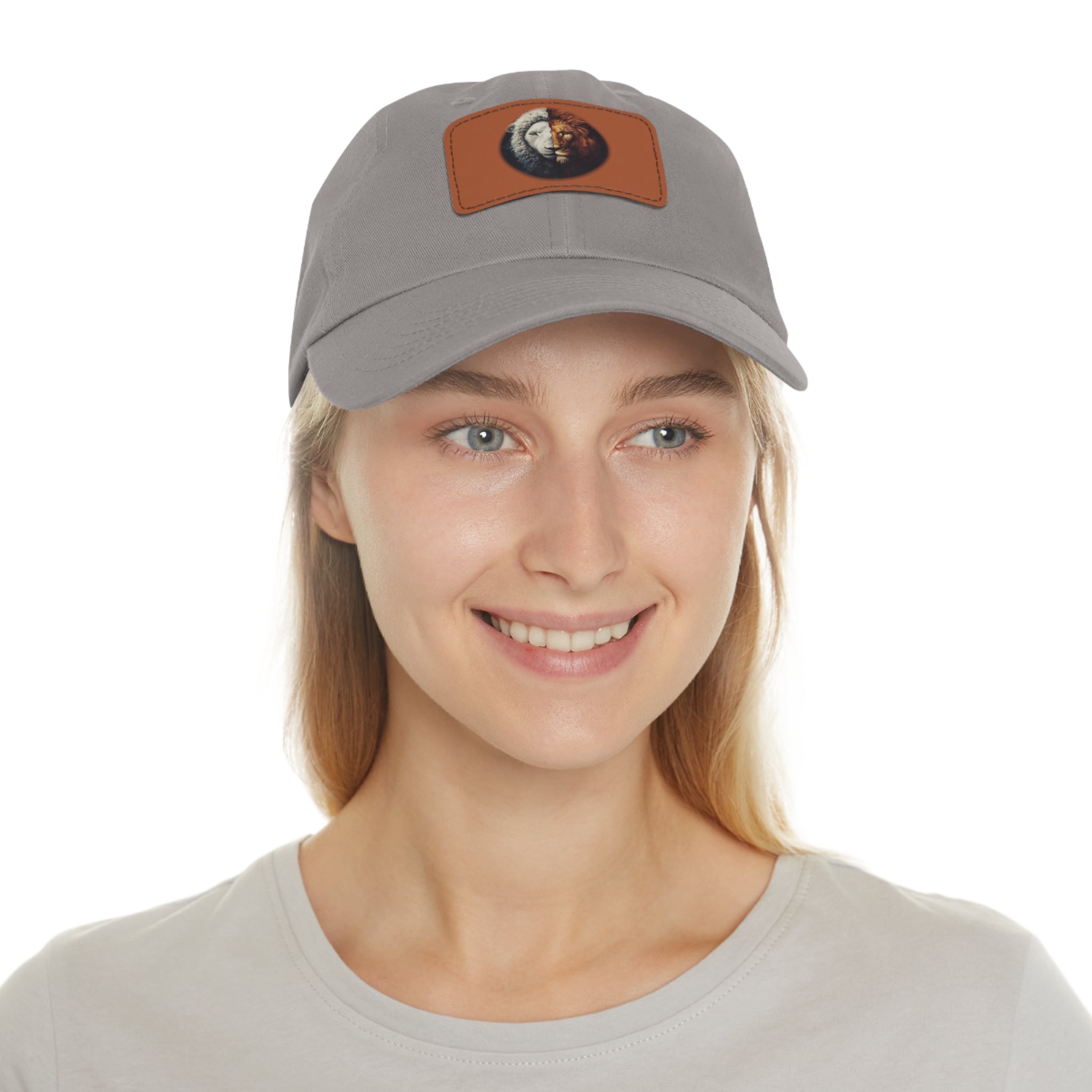 Lamb I Lion Face Leather Patch Dad Hat