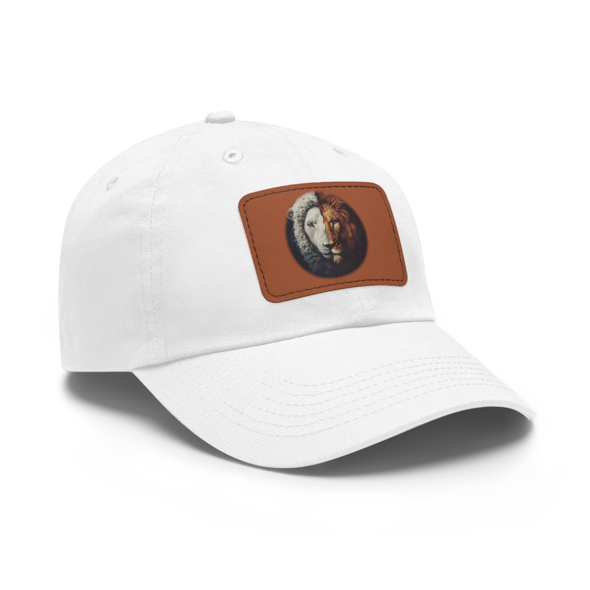 Lamb I Lion Face Leather Patch Dad Hat