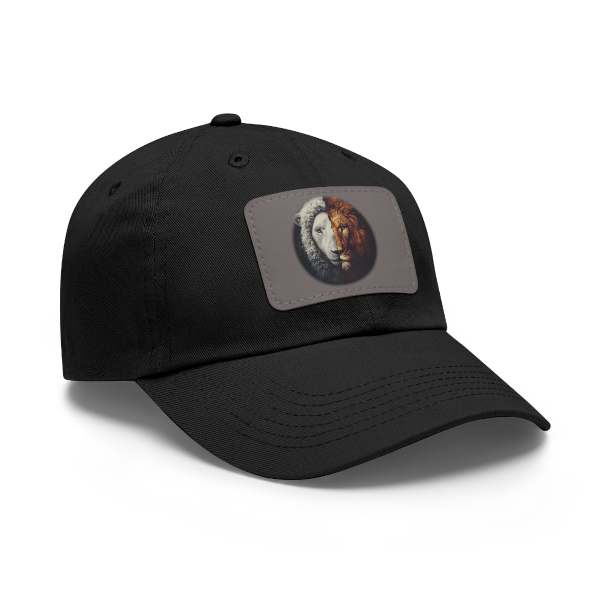 Lamb I Lion Face Leather Patch Dad Hat