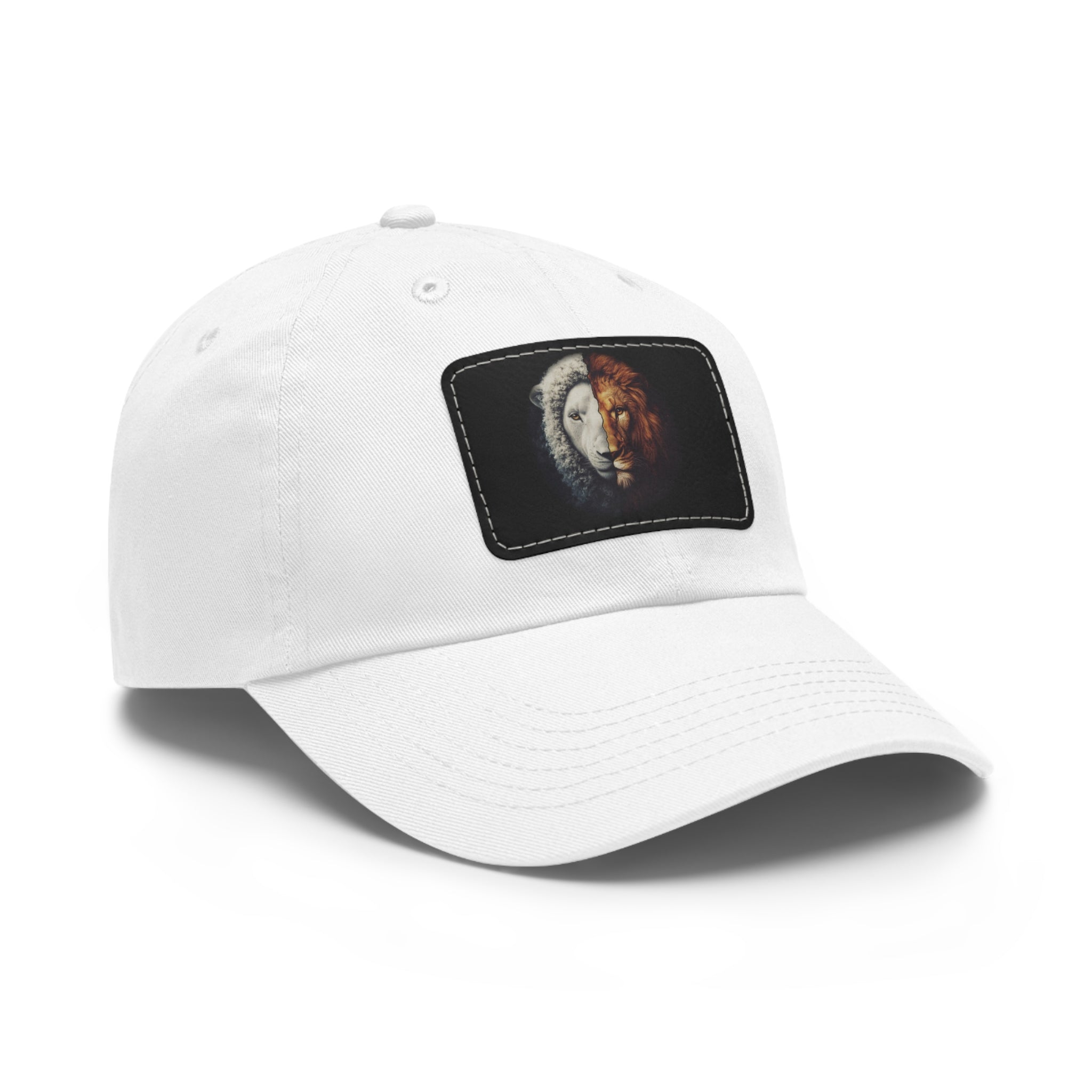 Lamb I Lion Face Leather Patch Dad Hat