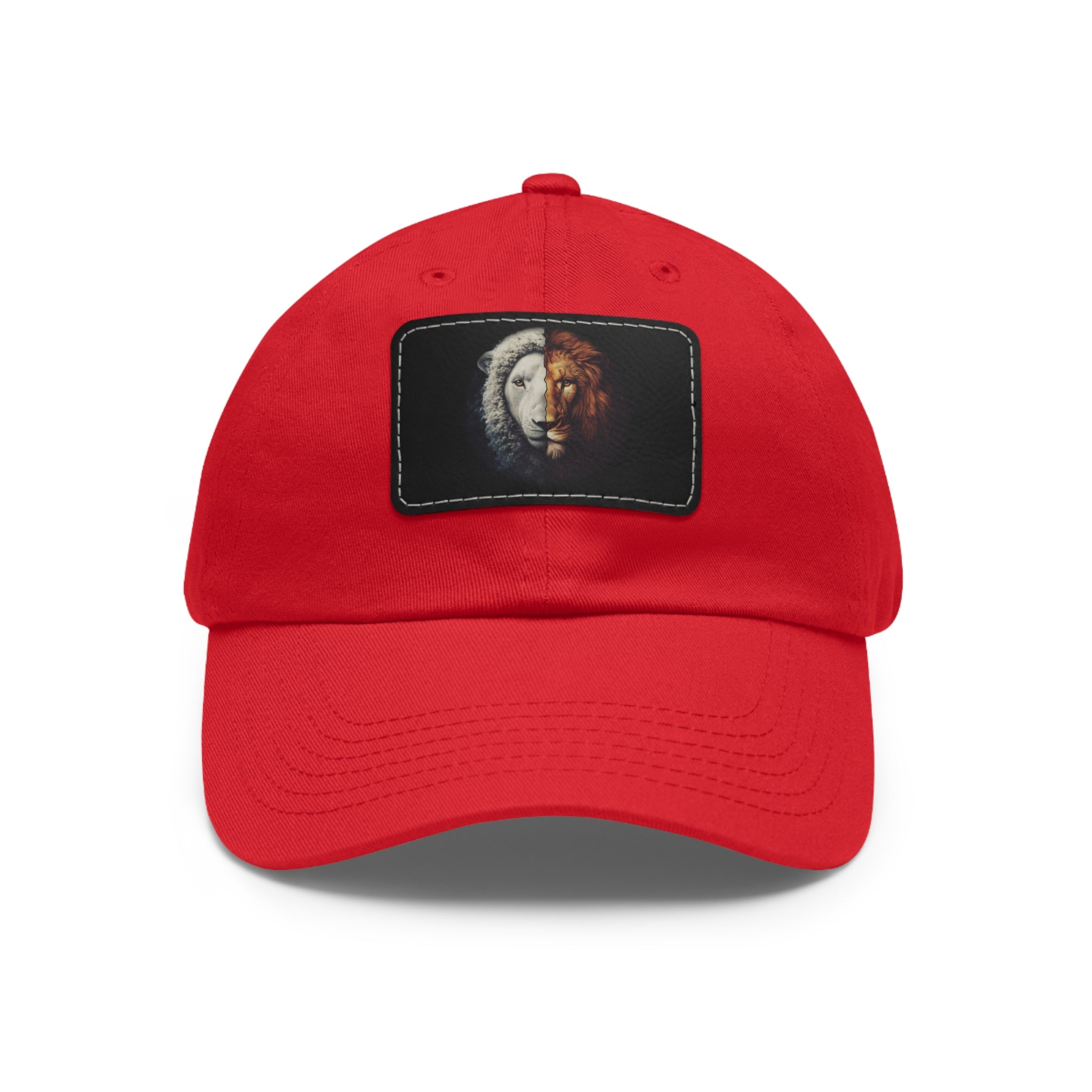 Lamb I Lion Face Leather Patch Dad Hat