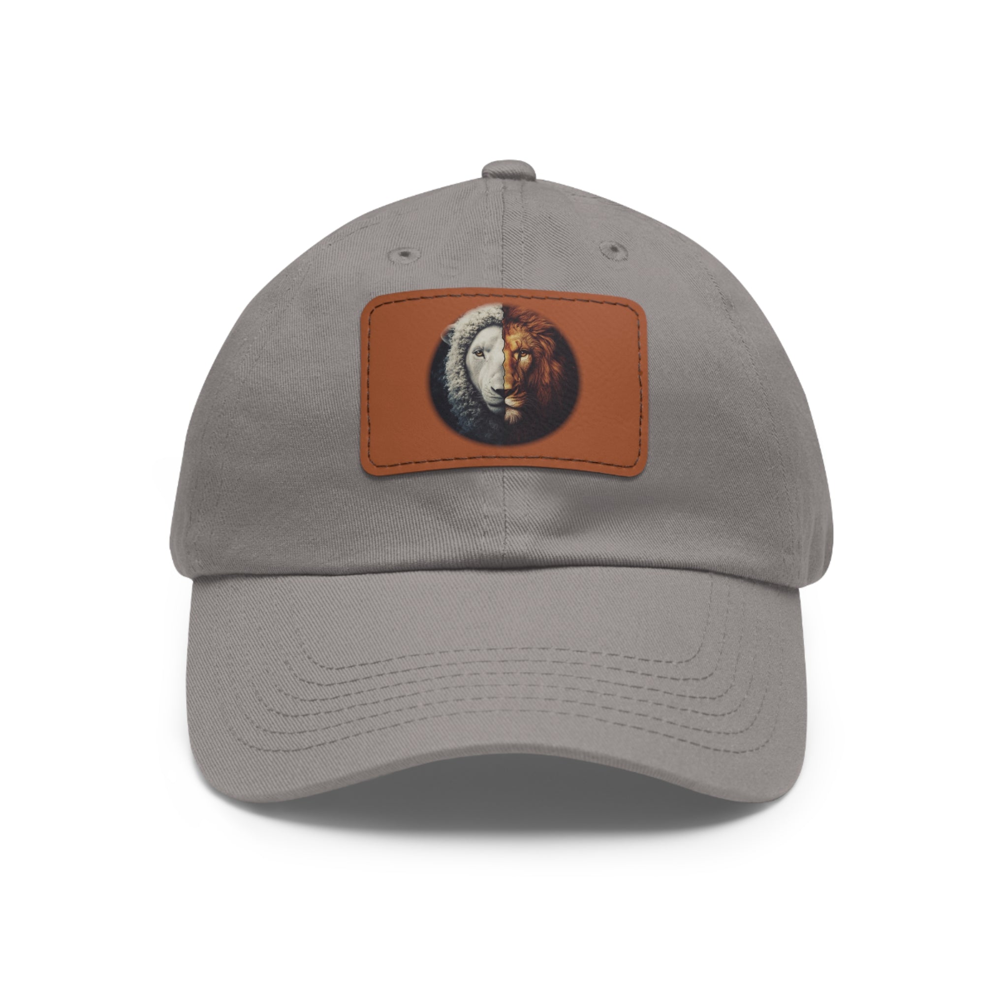Lamb I Lion Face Leather Patch Dad Hat