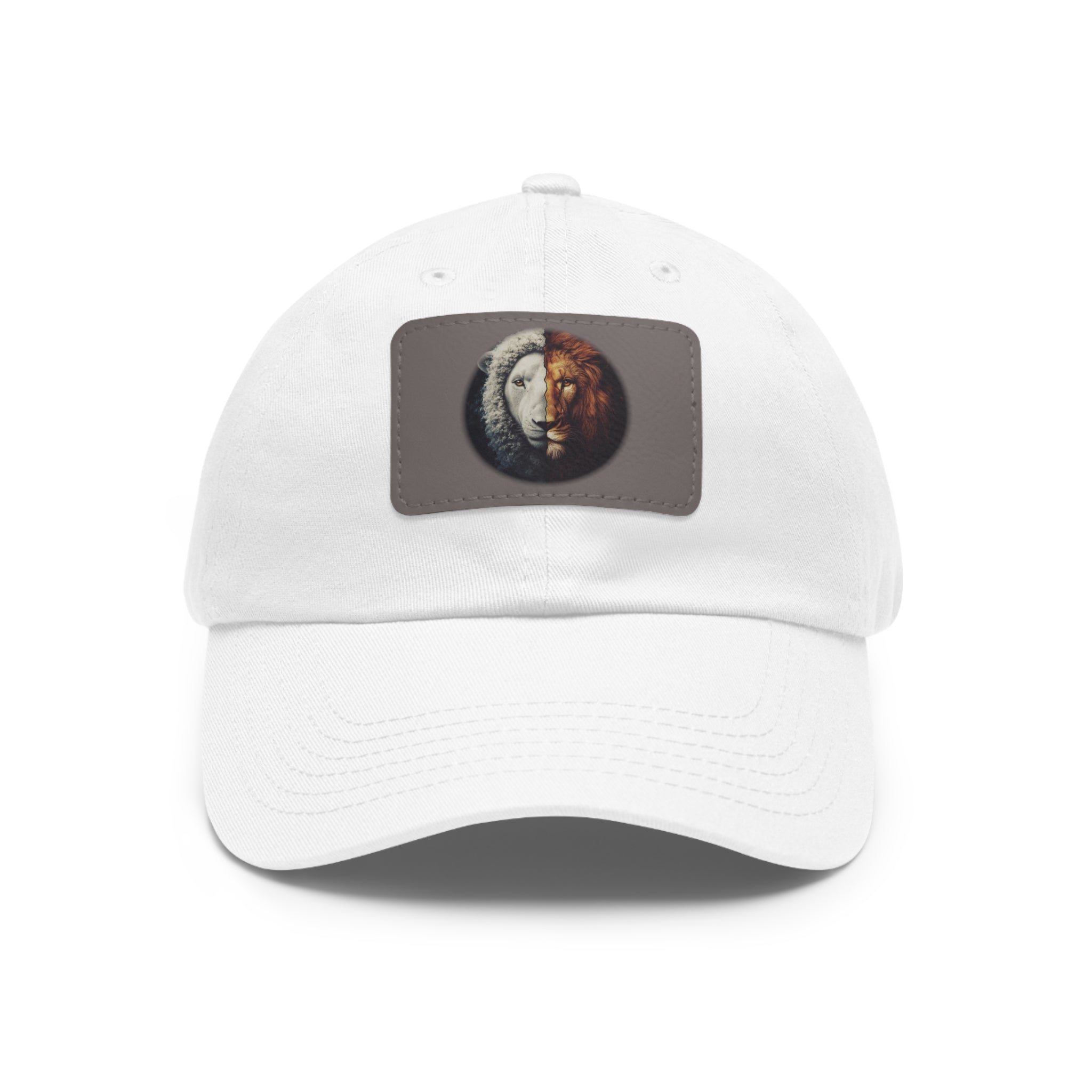 Lamb I Lion Face Leather Patch Dad Hat