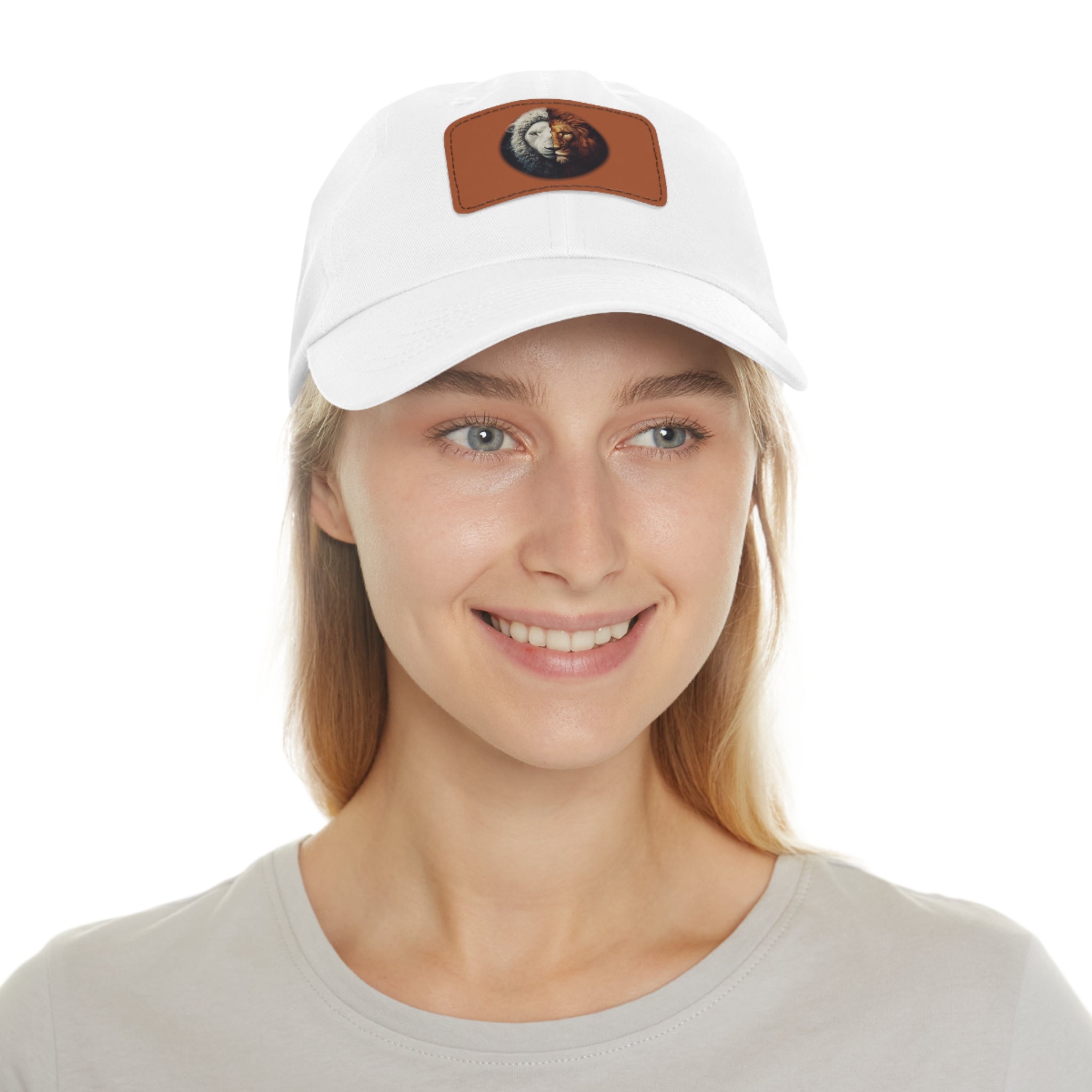 Lamb I Lion Face Leather Patch Dad Hat