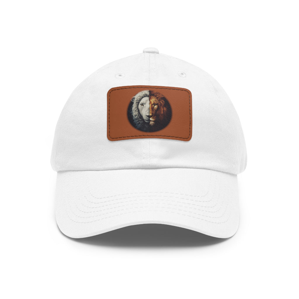 Lamb I Lion Face Leather Patch Dad Hat