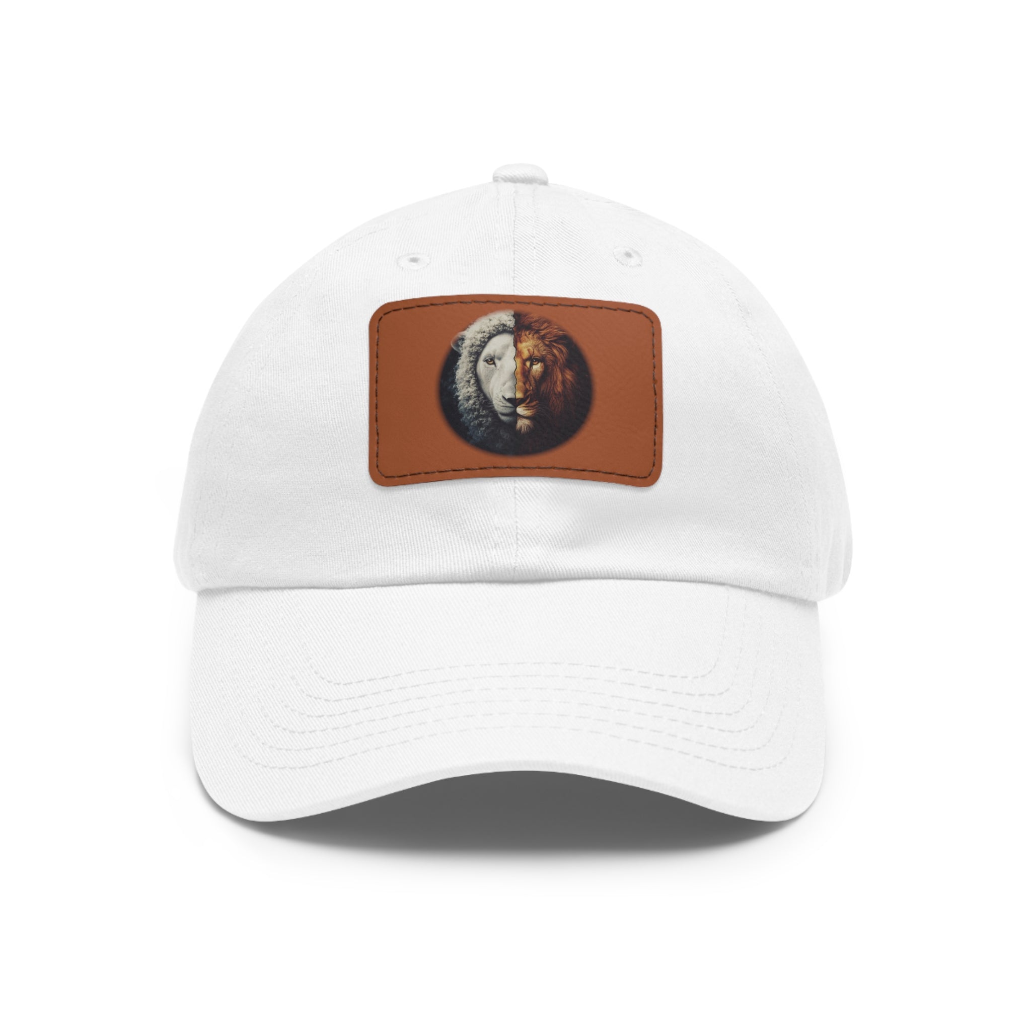 Lamb I Lion Face Leather Patch Dad Hat