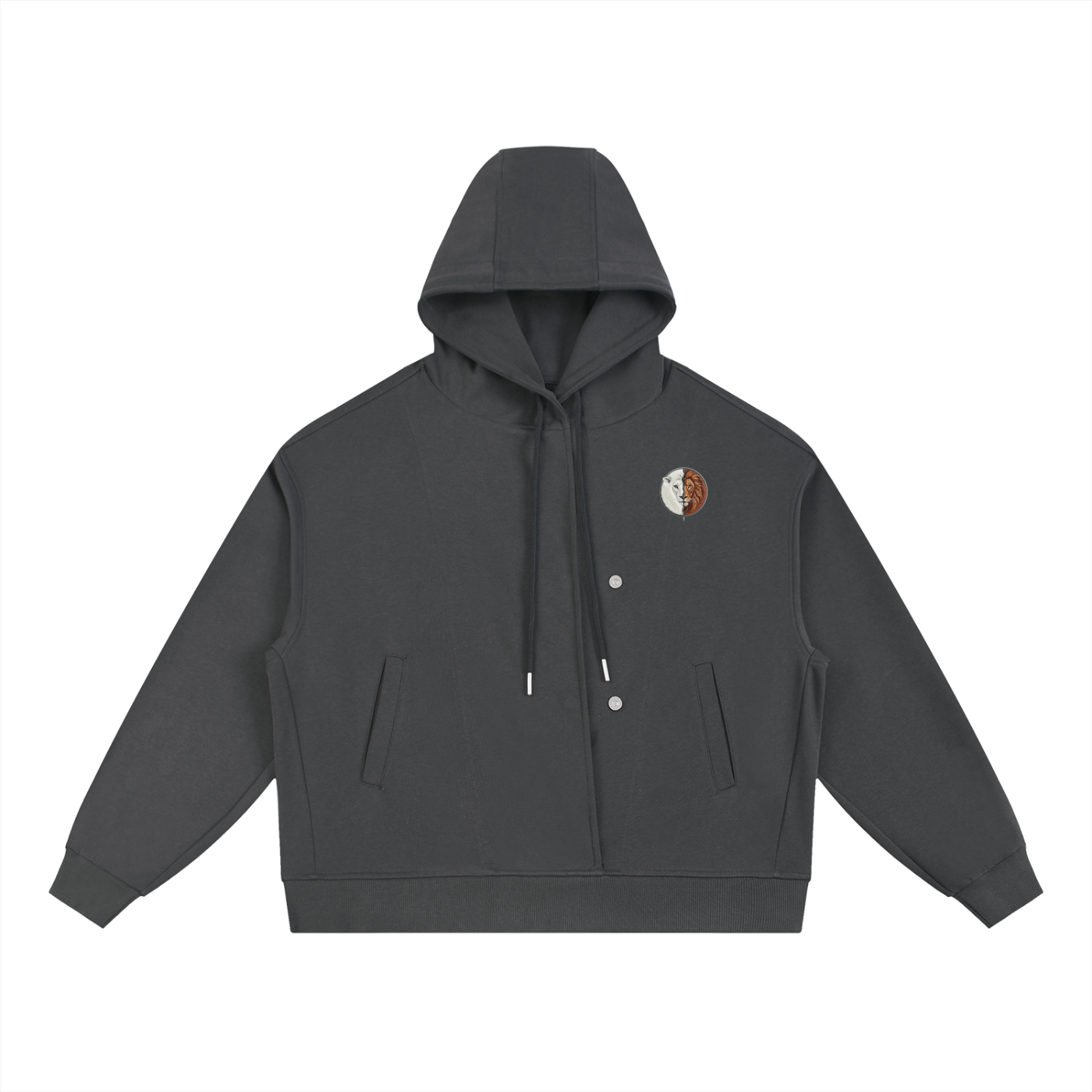 Kingdom Boxy Button Placket Hoodie